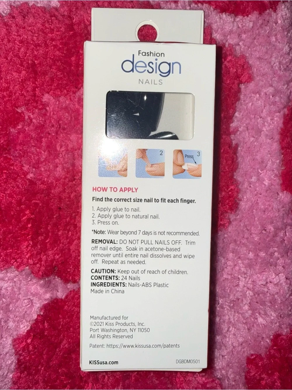 New KISS Fashion Design Press-On Nails Pink Purple Zebra 24pc Medium Length